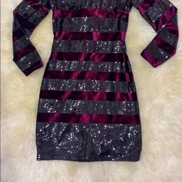 REISS Selene-Striped Velvet Dress - Picture 7 of 7